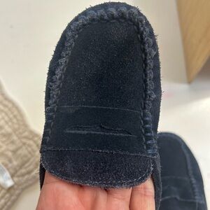 Cozy Black Suede Moccasin Slippers